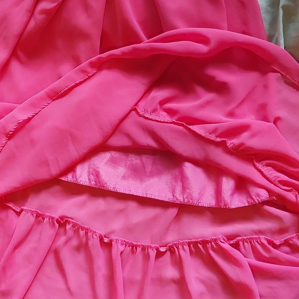 Charming Pink Dress With Waist Tie - Picture 3 of 4